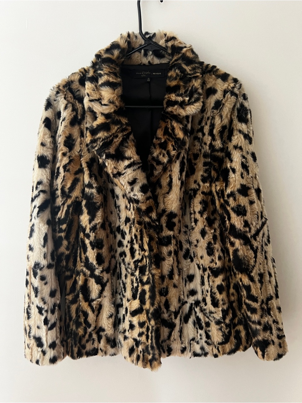 House of Harlow 1960 Leopard Print Faux Fur Jacket in Tan & Black